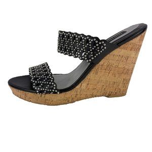 WHBM - NEW! - Black cork wedge platform slip on SZ 10